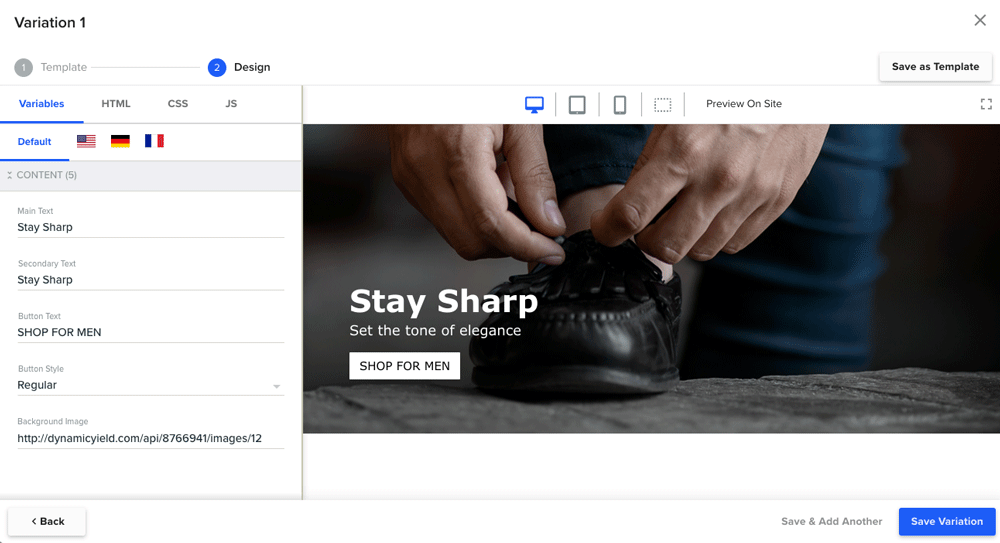 Serve localized versions of variations to site visitors