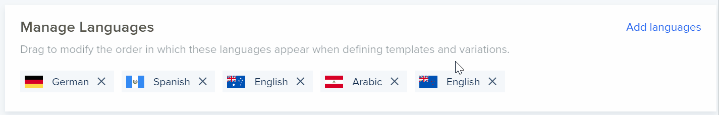 Simply choose the languages your site supports, which will then appear in the campaign editor. 