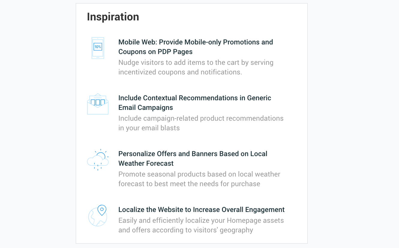 Dynamic Yield Dashboard - Inspiration