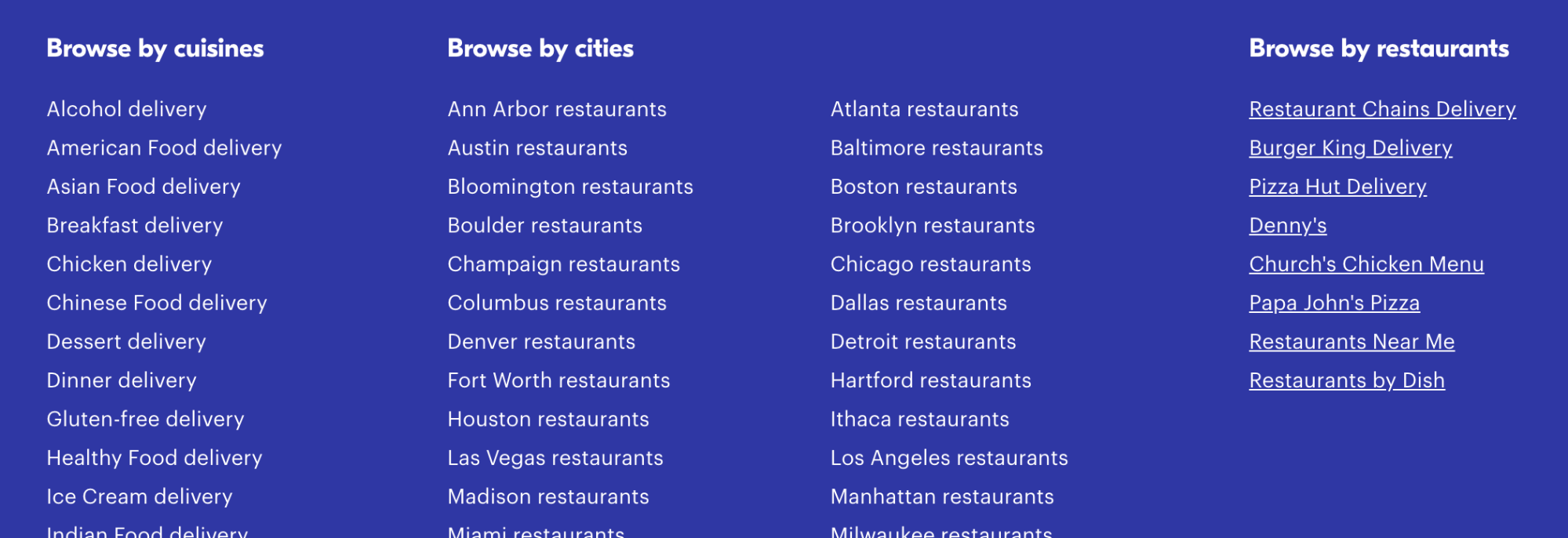 Footer menu example