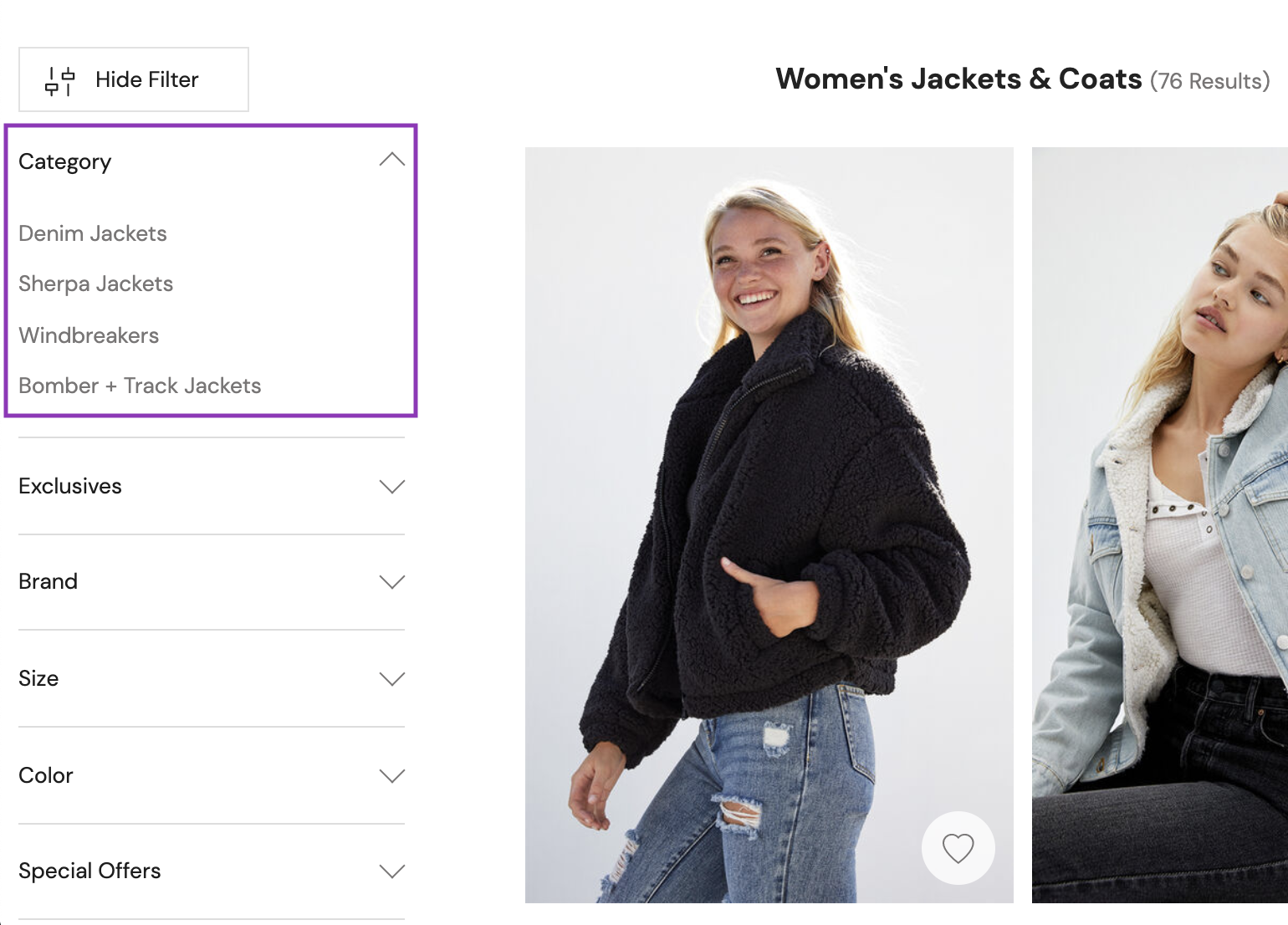 Search filter example
