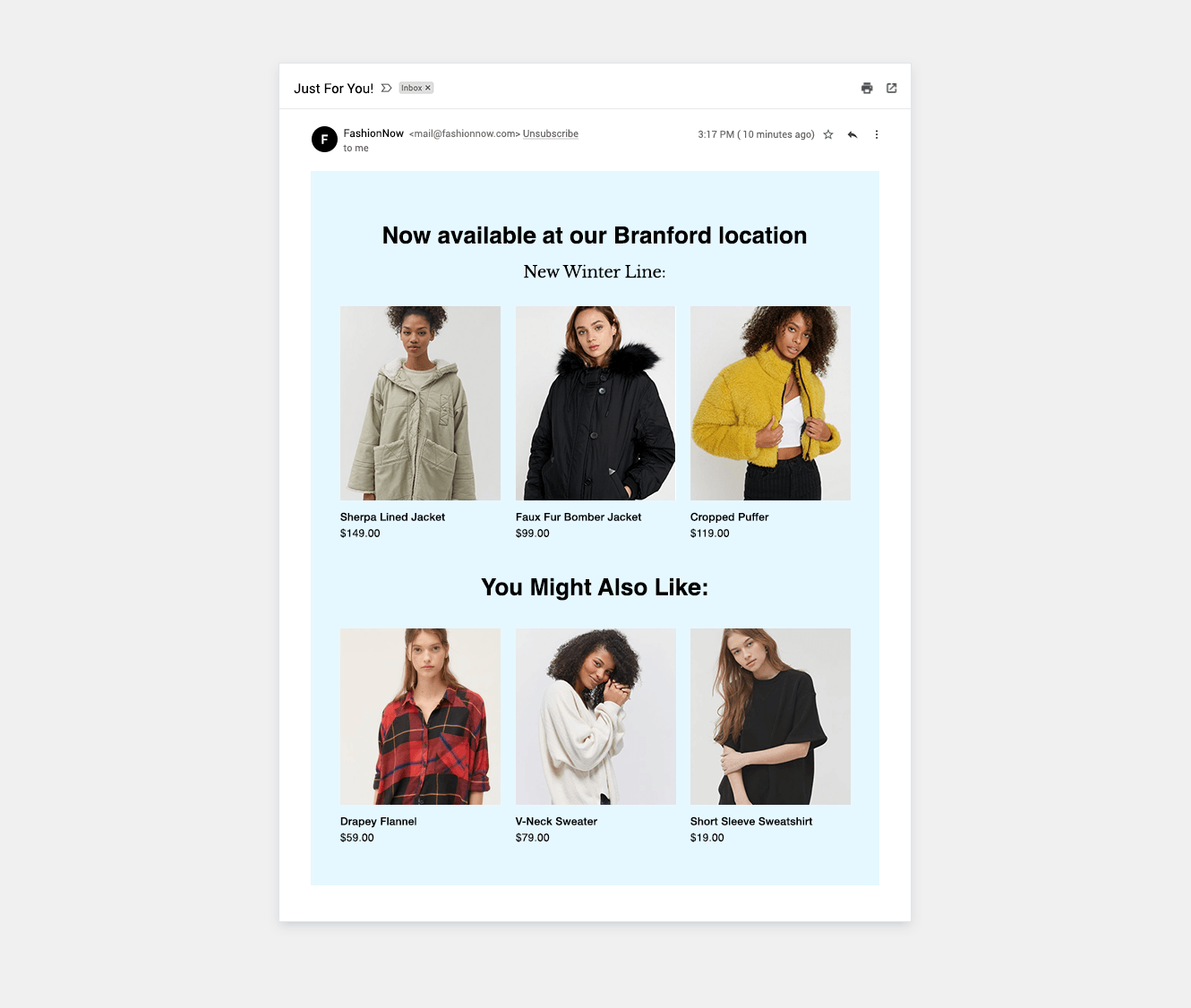 Example of how offline purchase data can be used to deliver more personalized emails
