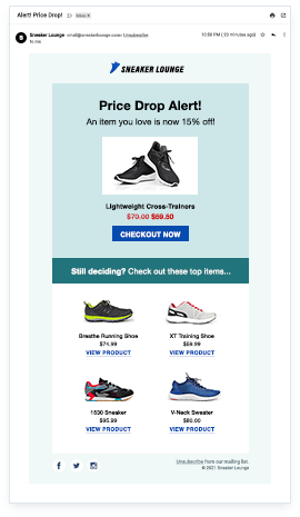 Notify users when a product they did not end up buying is available at a lower price