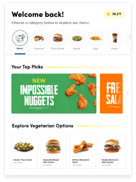 Recommend menu items based on purchase history